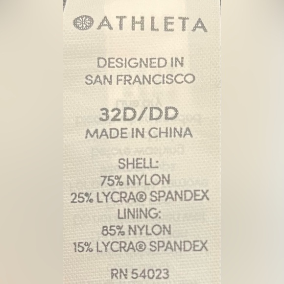 NWOT ATHLETA Sports Bra Size 32D/DD Black White High Neck Removable Cup Padding - Picture 6 of 7